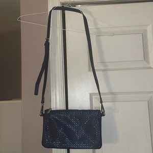 4/$20 Navy faux leather adjustable crossbody bag Charming Charlie